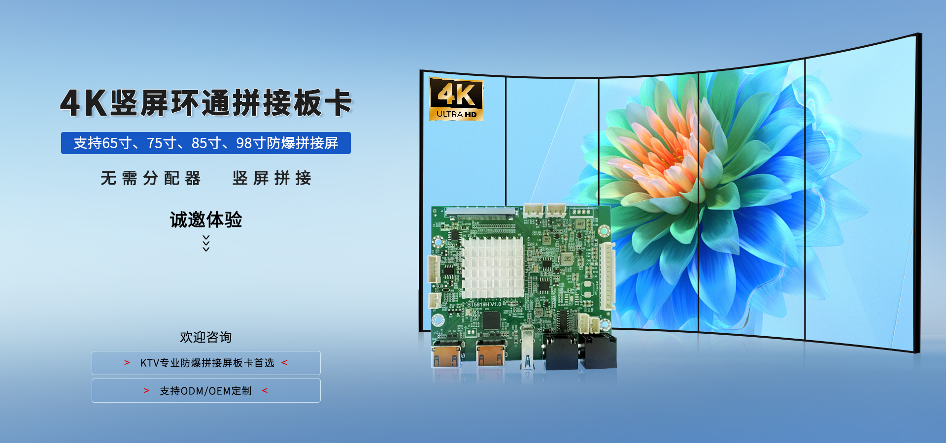 博大视觉 - HDMI环通4K竖屏拼接板卡 ST5819H（KTV专供拼接板卡）